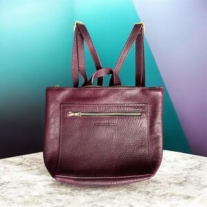 Portland Leather Plum Convertible Tote Backpack Gold Hardware